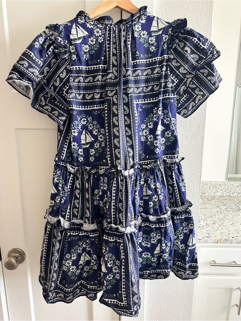 HUNTER BELL Navy and White nautical mini dress - Picture 3 of 3